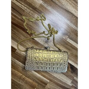 IRIS LANE BAG snakeskin GOLD  Embellished Clutch  chain.